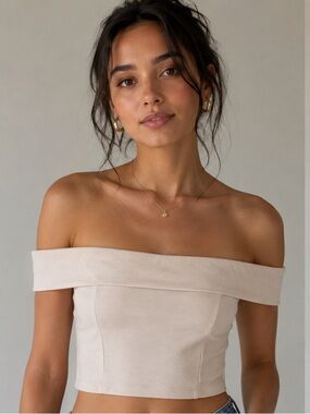 Blue Blush Strapless Off-Shoulder Crop Top